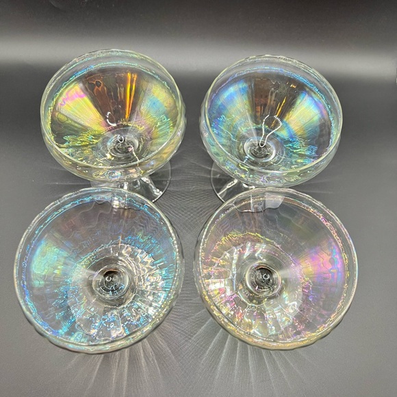 Vintage Iridescent Champagne Coupe Glasses - Picture 4 of 10